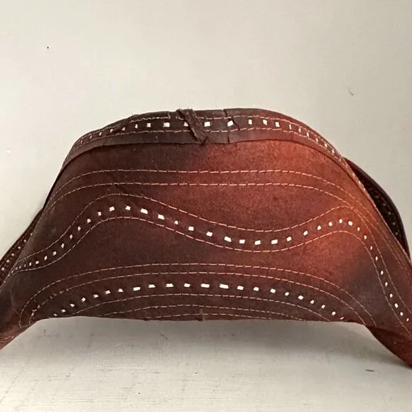 Vintage Tricorn Mexican Charro Silver Concho Western Hat Distressed Unisex - Picture 4 of 10